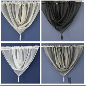 Voile Swags - Tassled - All Colours - Pelmet Valance Net Curtains Voile Curtains - Picture 1 of 15