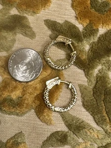 14k genuine diamond hoops earrings - Picture 1 of 5