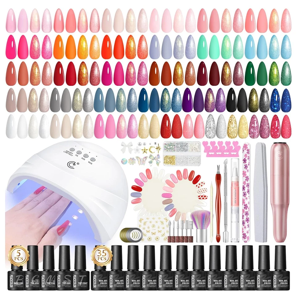 Gel Nagelset 65 Stück mit Lampe 35 Farben UV Nagellack Starterset Base Top Coat  - Bild 1 von 4