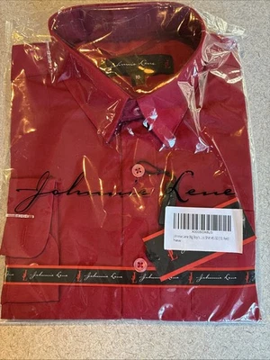 NOVA CAMISA SOCIAL MASCULINA JL32 Johnnie Lene vermelha manga longa mistura de algodão sólida tamanho 10 - Imagem 1 de 4