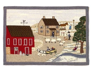 American Antique Hooked Rug 2'X 3' - Picture 1 of 3