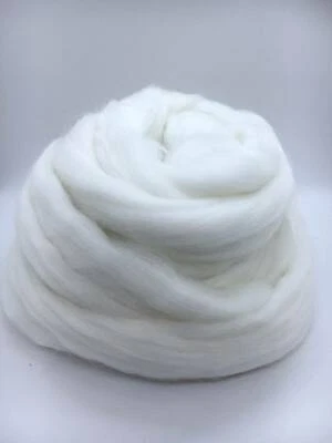 White Wool Roving for Spinning into Yarn or Wet/ Needle Felting, Merino Fiber - Image 1 of 3