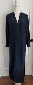 Women’s Vince Midnight Navy Silk Maxi Shirt Dress Size 4 - Picture 1 of 8