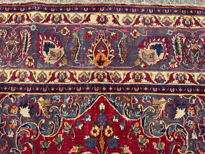 ALFOMBRA ORIENTAL ANTIGUA ROJA 9x12 azul púrpura limpia hecha a mano vintage anudada a mano pies Foto 1 de 4