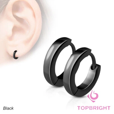 Unisex Hoop Earrings Ear Studs Men/Women's Fashion 316L Steel Jewellery Gift - Image 1 of 4