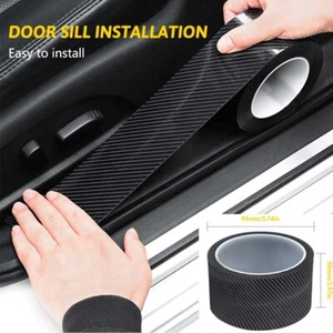 3M Carbon Fiber Adhesive Tape Car Door Sill Protector Strip Anti Scratch Scuff - Picture 1 of 12
