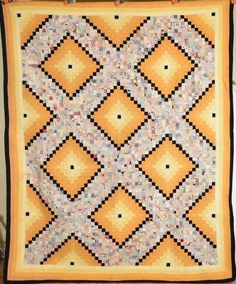 OUTSTANDING Vintage 30s "Jewel Box" / Postage Stamp Antique Quilt ~Sunset Colors - Image 1 of 4