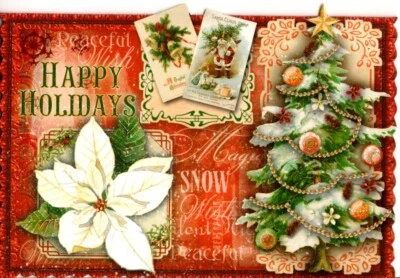 Happy Holidays Victorian Die Cut Blank Note Cards By Punch Studio - Set of 2 - Image 1 of 2