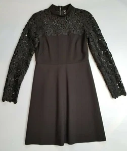 ELIE TAHARI BLACK LACE UPPER TOP SHEATH DRESS SIZE US 6 UK 10 - Picture 1 of 9