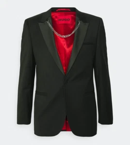 BOSS BY HUGO SAKKO ARTI231 Gr. 48 M BLACK JACKET BLAZER 38R JACKE SMOKING 1!X - Picture 1 of 5