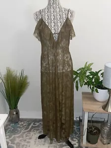 SAVAGE X FENTY Sexy Lace Chantilly Cascade Slip Nightgown Military Olive Green L - Picture 1 of 10