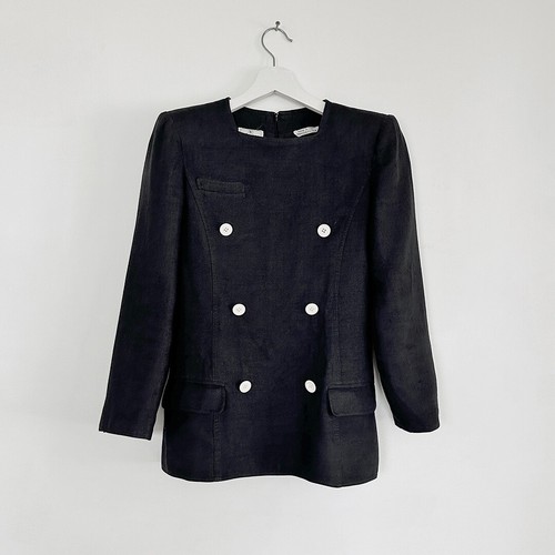 Giacca camicetta top vintage Valentino blu navy lino camicia marinaio nautico anni 80 anni