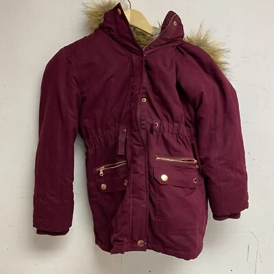 EUC Live Justice Winter Coat Maroon Fur Lined Hooded Girls Jacket Size 12 - Image 1 of 4