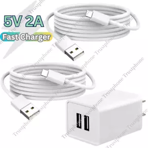 Dual USB Power Adapter AC Home Wall Charger Cable USB Cord For iPhone 6 7 8 X XR - Picture 1 of 18