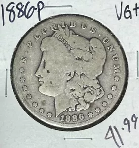 Dólar de plata Morgan 1886-P ~ en muy buen estado+ ~buena moneda~ ref# p/f - Imagen 1 de 2