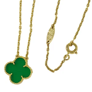 Van Cleef & Arpels Alhambra Halskette 750 Gelbgold grüner Chalzedon 41 cm 4,8 g - Bild 1 von 9