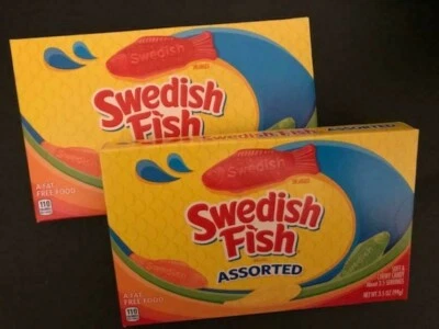 SWEDISH FISH Soft & Chewy Assorted Flavors Candy- THEATRE BOX SIZE- {LOT OF 2} - Image 1 of 2