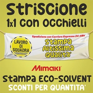 STRISCIONE BANNER STRISCIONE PUBBLICITARIO 1x1m PERSONALIZZATO PVC ESTERNO - Imagen 1 de 1