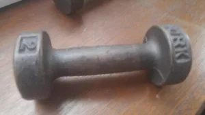 Pair of Vintage York Cast Iron Round Head Dumbbell Hand Weights Health - Picture 1 of 9