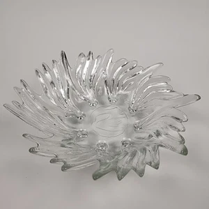 Swan Hand Art Glass Bowl Fluted Swirl Swan Footed - Picture 1 of 7