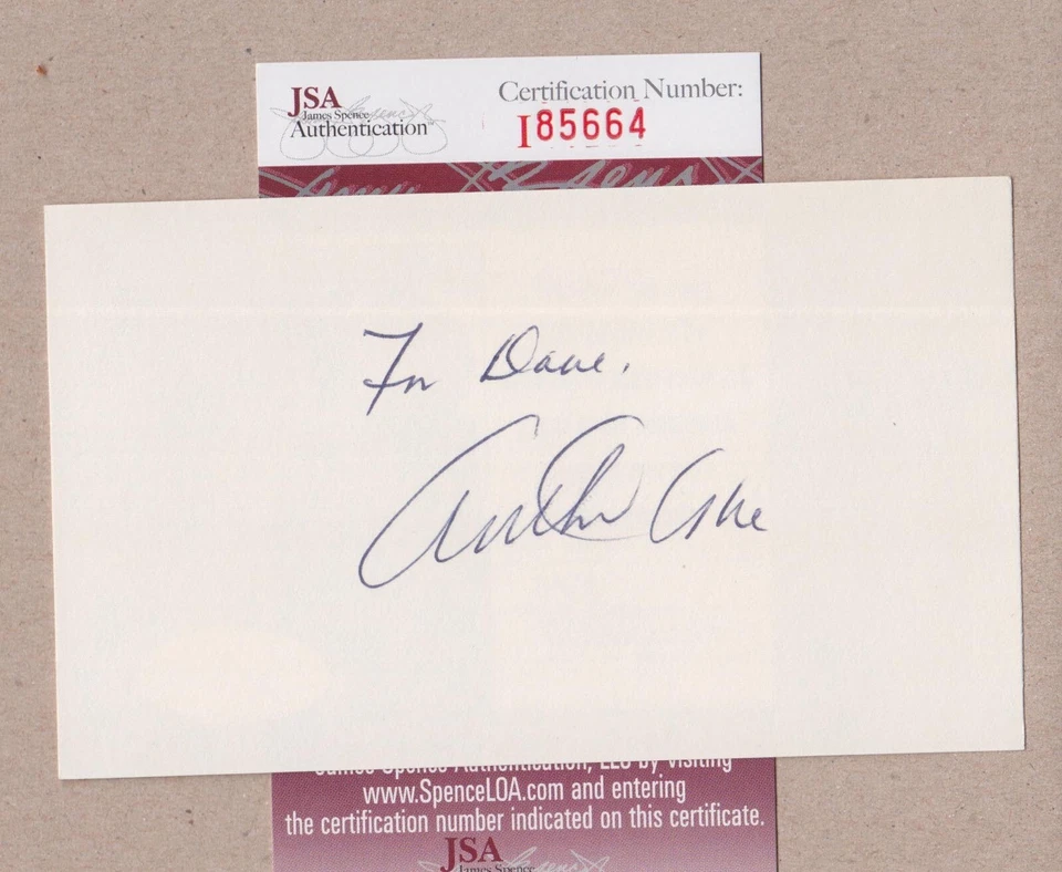 Arthur Ashe Tennis Legend Signed Index Card with JSA cert - Image 1 of 1