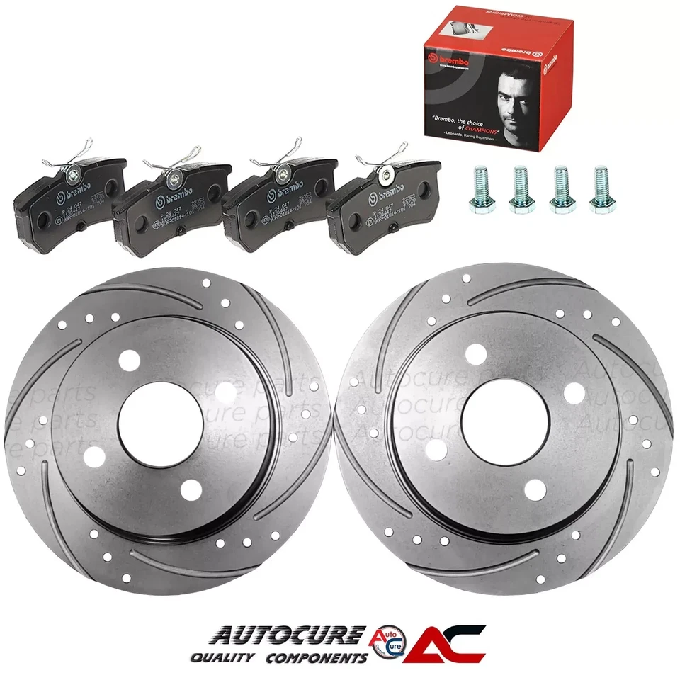 FOR FORD FIESTA ST-2 MK7 2012-17 REAR DRILLED GROOVED SPORTS BRAKE DISCS & PADS - Image 1 of 1