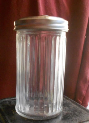 Sugar Glass Dispenser w/Stainless Steel Lid Anchor Hocking Clear Glass #2 - Image 1 of 4