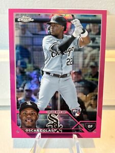 2023 Topps Chrome #145 Oscar Colas RC Rookie Pink Refractor White Sox Card