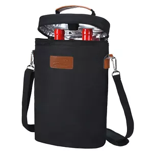 Insulated 2 Bottle Wine Bag Wine Cooler Protection Carrier Tote Bag Travel - Picture 1 of 8