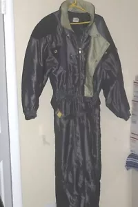 VTG DESCENTE MENS M SNOW SKI SUIT ONE-PIECE gray/black made in japan - Picture 1 of 11