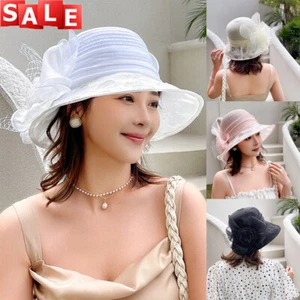 Cappello donna pizzo Kentucky Derby chiesa sole organza fascinatore sposa tea party cappello - Foto 1 di 29