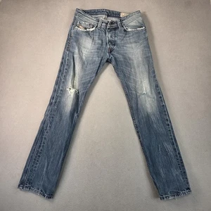 Pantalones de mezclilla Diesel Darron para hombre 29x30 azul lavado 0885R ajustados cónicos desgastados rasgaduras - Imagen 1 de 10