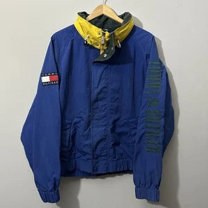 Vintage 90s Tommy Hilfiger Windbreaker Jacket Sz XL Spellout Embroidered Sailing - Picture 1 of 11