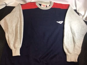 Sudadera Vintage Años 90 Pony Cuello Redondo (XL) Colorblock Gris Rojo Azul Retro - Imagen 1 de 5