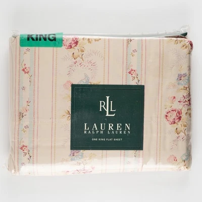 New Josie King Flat Sheet by Ralph Lauren, 100% Cotton, 200 Thread Count - Image 1 of 3