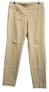Alfani Women’s Size 8 Dress Pants Khaki Beige Straight Leg Elastic Waist Rayon - Picture 1 of 6