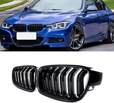 Front Kidney Grille Hood Grill For 12-18 BMW F30 3 series 320i 328i Gloss Black Foto 1 de 4