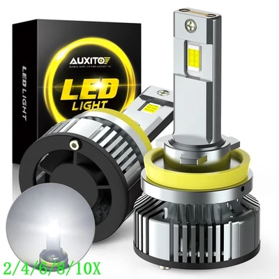 AUXITO H11 LED Headlight Beam Low Bulb Super Bright 6500K HID White 40000LM 2/4X - Image 1 of 4