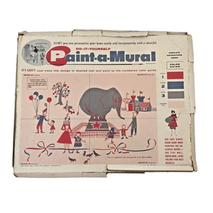 Vintage 1959 Paint-a-Mural Full Kit Mura-Wal Circus Wall Art DIY Paint By Number - Picture 1 of 23