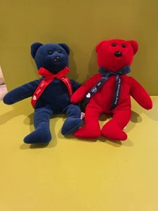 Coppia Orsacchiotti Peluche Esercito della Salvezza Vintage Rosso e Blu - Foto 1 di 4