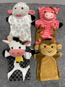 Melissa & Doug Hand Puppets Set of 4 Cow Sheep Pig Monkey Animals Farm Friends - Picture 1 of 4