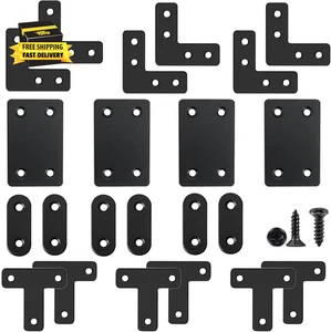22 Pack Straight Brace Stainless Steel Black Flat Brace Straight Corner Braces S - Picture 1 of 5