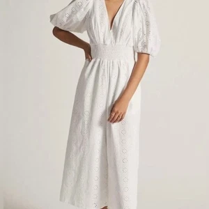 Anthropologie Hutch Smocked-Waist White Eyelet Jumpsuit - Picture 1 of 7
