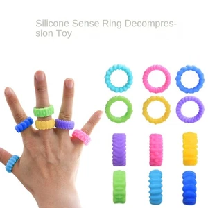 6Pcs Silicone Sensory Toy Stress Relief Anxiety Rings Fidget Ring Kids - Photo 1/6