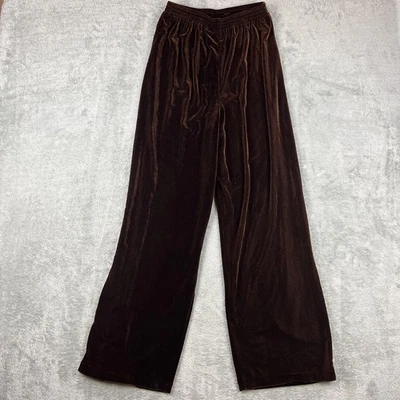 Bergdorf Goodman Pants Womens Medium Brown Velvet Wide Leg Pull On Made USA Luxe - Image 1 of 4