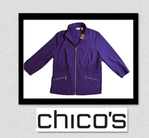Chico’s 1 (MEDIUM) - NEW - Women’s Purple Full Zip NWT - Windbreaker Jacket - Picture 1 of 18