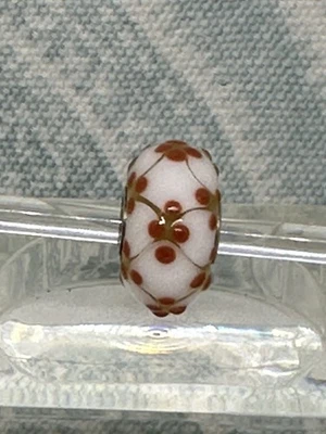 Auténtico Edredón Trollbeads ÚNICO Blanco con Puntos Naranjas en Amarillo CC, Nuevo (1.0) Foto 1 de 4