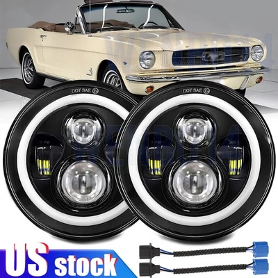 Par de faros LED + luz intermitente de 7" pulgadas para Ford Mustang 1965-1973 Foto 1 de 4