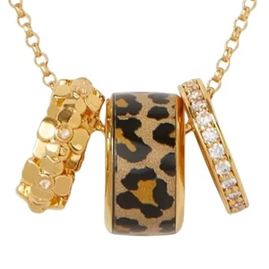 Neu mit Etikett Kate Spade Leopard Halskette mit drei Ringen Kreis - Bild 1 von 8