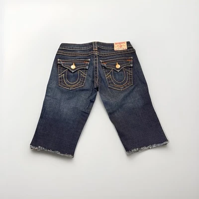 Pantalones cortos de mezclilla Joey de tiro bajo True Religion para mujer talla 27 lavado oscuro Foto 1 de 4